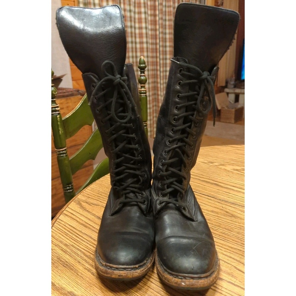 Vintage Authentic Made In Italy Sherpa Lined Burberry Combat Boots 39.5 US 9.5 - Picture 2 of 14
